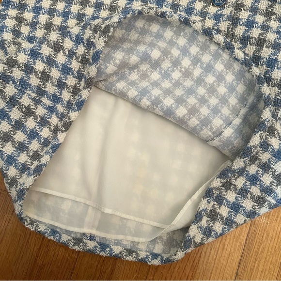 Sandro Womens Blue Calia Tweed Houndstooth Button Check Mini Skirt Size FR 4. @ - Picture 3 of 16